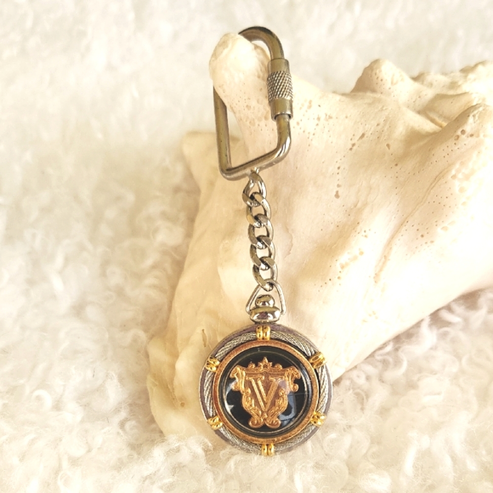 Gold and Silver Keychain with Monogram